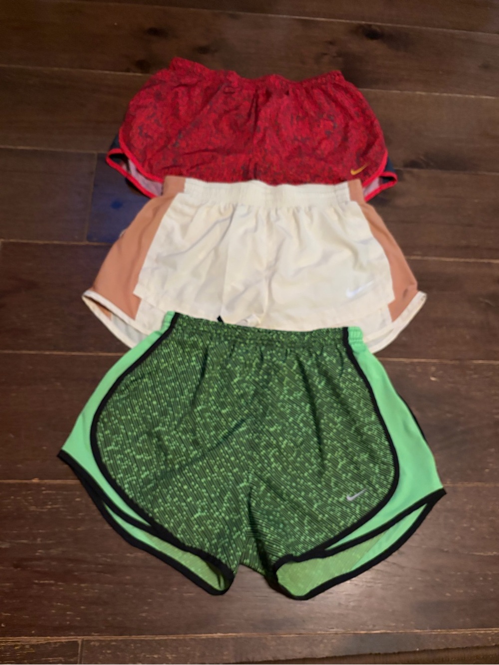 Nike Women's Red, White, and Green Athletic Shorts Trio